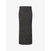 Max Mara Womens White Black Rodano Ribbed Wool-blend Midi Skirt In Multi