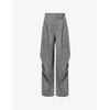 Max Mara Womens White Black Simone Wide-leg Wool-and-silk Trousers In Gray