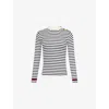 Max Mara Lari Striped Rib Wool Sweater In White