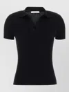 Max Mara Navy Blue Virgin Wool Albero Knit Ribbed Polo In Black