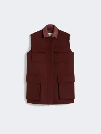 Max Mara Wool, Alpaca And Cashmere Long Gilet In Burgundy