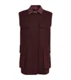 Max Mara Sleeveless Jacket With Leather Collar And Pockets In Burgundy