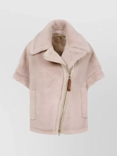 MAX MARA WOOL AND ALPACA BIKER JACKET CAPE