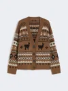 Max Mara Wool And Alpaca Jacquard Cardigan In Brown