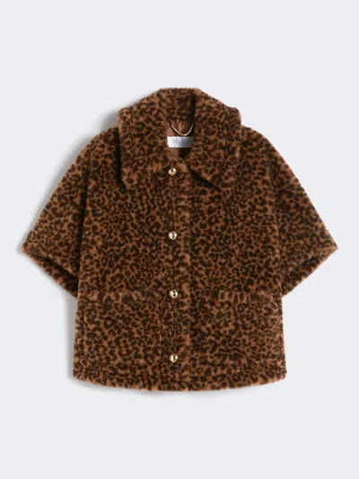 Max Mara Wool And Alpaca Jacquard Teddy Cape In Brown