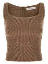 Max Mara Aretusa Ribbed-knit Tank Top In Brown