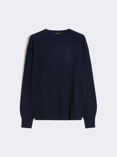 Max Mara Wool And Cashmere Basic Sweater In Blue