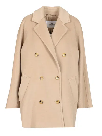 MAX MARA WOOL AND CASHMERE BEAVER COAT COATS BEIGE