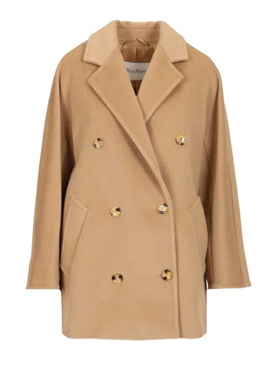 Max Mara Wool And Cashmere Beaver Coat Coats Beige In Brown