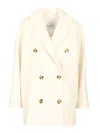 Max Mara Wool And Cashmere Beaver Coat Coats White In Neutral