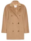 Max Mara Wool And Cashmere Beaver Jacket With Tailored Tacks Oversized Fit Lapel Collar In Brown