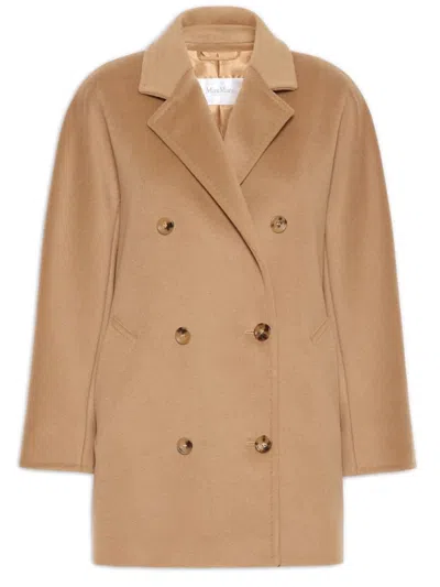Max Mara Wool And Cashmere Beaver Jacket With Tailored Tacks Oversized Fit Lapel Collar In Brown