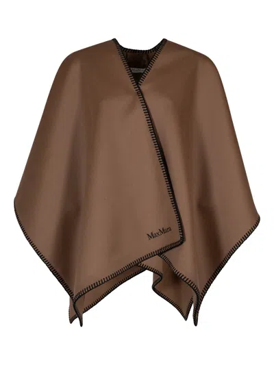 Max Mara Wool And Cashmere Belted Cape In Brown