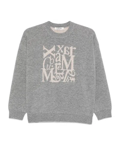 Max Mara Wool And Cashmere Blend Crew Neck Sweater In Gray