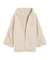 Max Mara Hooded Sweater With Button-detail Sleeves In Wool-cashmere Blend In Neutral