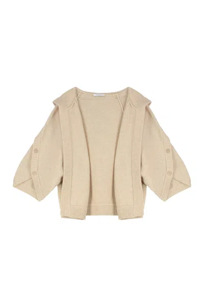 Max Mara Wool And Cashmere Cardigan In Neutral