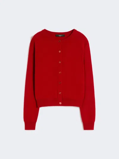 Max Mara Wool And Cashmere Cardigan In Red