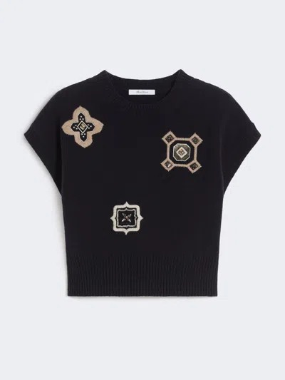 Max Mara Wool And Cashmere Cropped Sweater In Blue