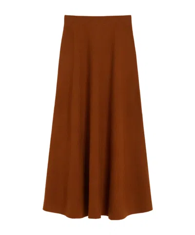 Max Mara Wool And Cashmere Flared Skirt In Brown