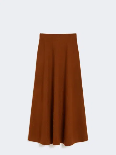 Max Mara Wool And Cashmere Flared Skirt In Brown