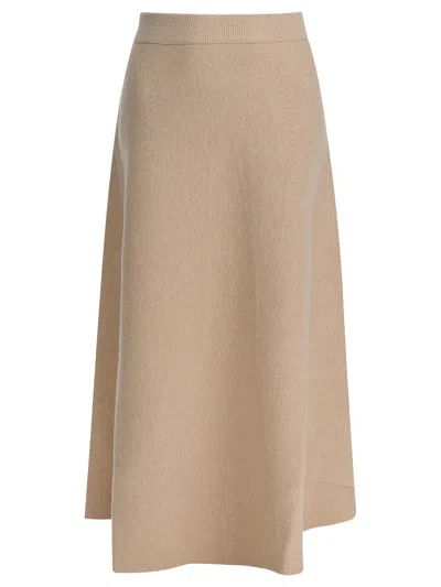 Max Mara Wool And Cashmere Flared Skirt Skirts Beige In Neutral