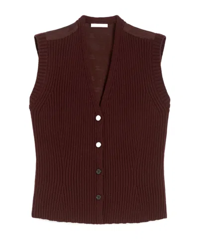 Max Mara Wool And Cashmere Gilet In Brown