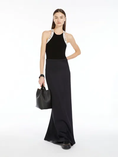 Max Mara Wool And Cashmere Halter Neck Top In Black