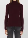 Max Mara Wool And Cashmere High Neck Knit Top In Burgundy