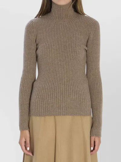 MAX MARA WOOL AND CASHMERE HIGH NECK KNIT TOP