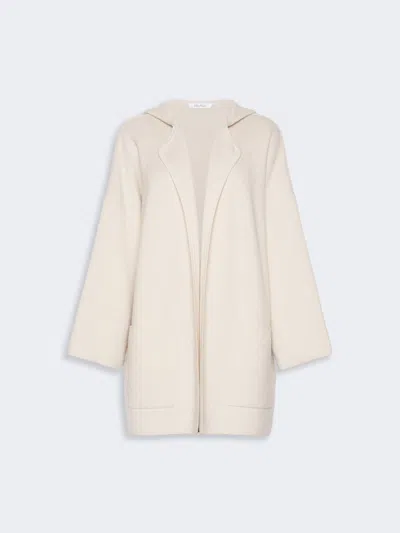 Max Mara Wool And Cashmere Hooded Cardigan In Beige