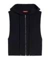 Max Mara Wool And Cashmere Hooded Gilet In Blue