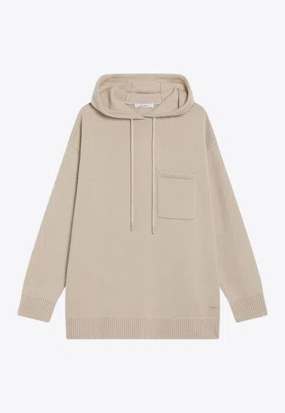 Max Mara Wool And Cashmere Hooded Sweater In Neutral