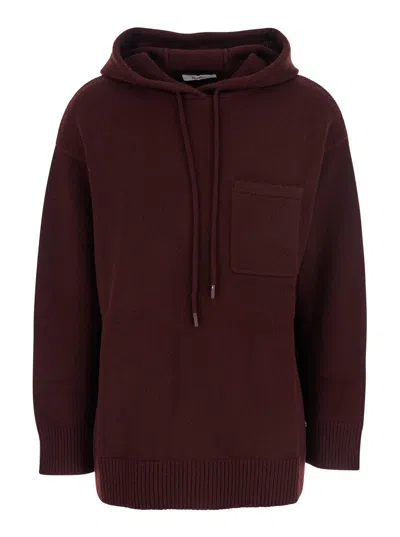 Max Mara Wool And Cashmere Hoodie In Brown