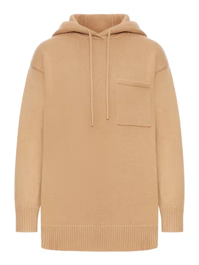 Max Mara Wool And Cashmere Hoodie In Nude