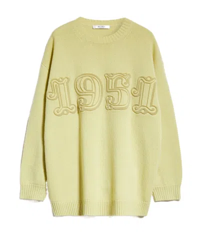 Max Mara Wool And Cashmere Interwoven Letter Pullover In Nude