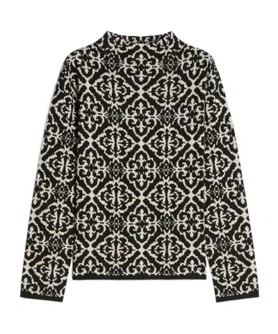 Max Mara Wool And Cashmere Jacquard Sweater In Black