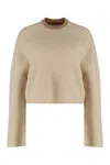 Max Mara Wool And Cashmere Jersey With A Ribbed Knit In Brown