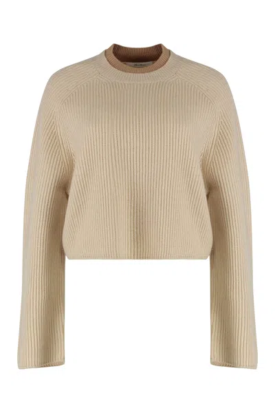 MAX MARA WOOL AND CASHMERE JERSEY WITH A RIBBED KNIT