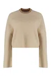 Max Mara Wool And Cashmere Jersey With A Ribbed Knit In Brown