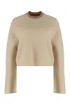 Max Mara Wool And Cashmere Jersey With A Ribbed Knit In Neutral
