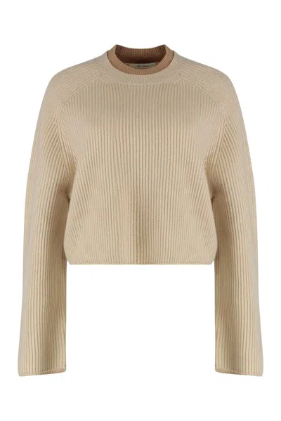 MAX MARA MAX MARA WOOL AND CASHMERE JERSEY WITH A RIBBED KNIT