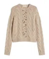 Max Mara Wool-cashmere Cable-knit Lace Sweater In Neutral