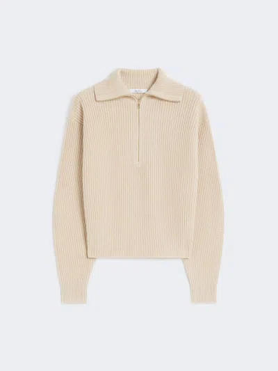 Max Mara Wool And Cashmere Jumper With Zip In White