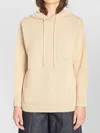 Max Mara Wool And Cashmere Knit Hoodie With Dropped Shoulder In Brown