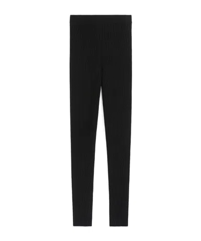 Max Mara Wool And Cashmere Knit Leggings In Black