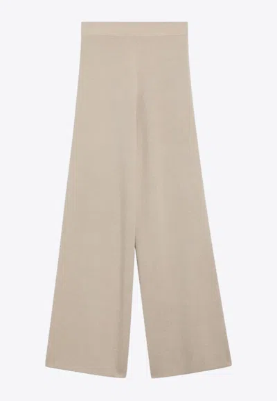Max Mara Wool And Cashmere Knit Pants In Neutral