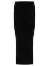 Max Mara Seta Ribbed Wool-blend Maxi Pencil Skirt In Black