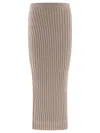 Max Mara Wool And Cashmere Knit Skirt In Neutral