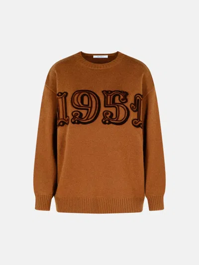 Max Mara Wool And Cashmere Leather Sweater In Brown