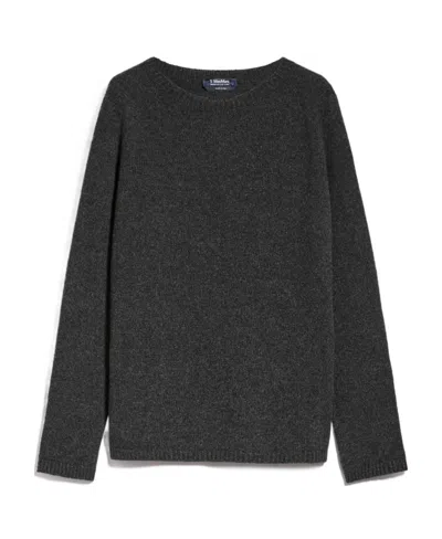 Max Mara Wool And Cashmere Long-sleeved Sweater With Round Neck In Black